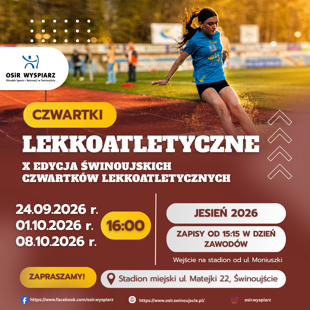 Czwartki lekkoatletyczne ruszają 24 września. Uwaga na inne wejście.