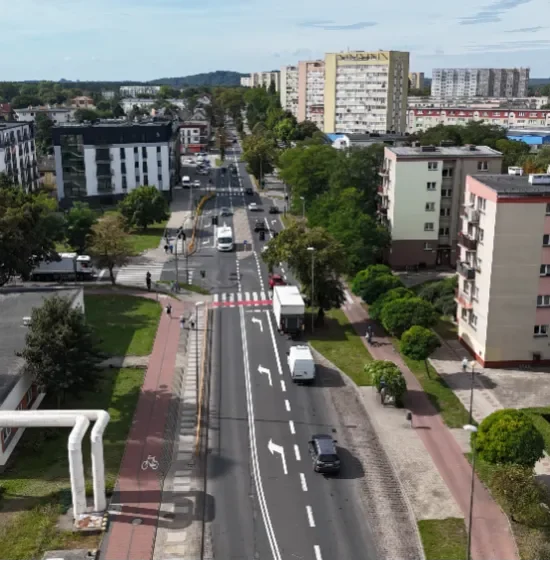 Widok skrzyżowania ulic z góry